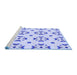 Sideview of Machine Washable Transitional Blue Rug, wshpat2518blu