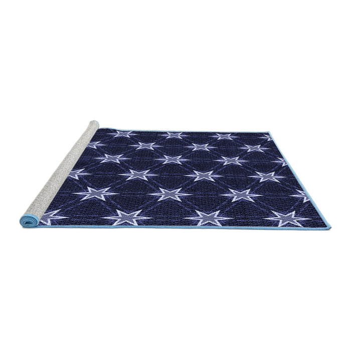 Sideview of Machine Washable Transitional Deep Periwinkle Purple Rug, wshpat2520blu