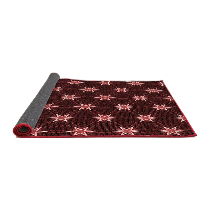 Thickness of Patterned Brown Red Rug, pat2520rd