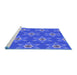 Sideview of Machine Washable Transitional Sky Blue Rug, wshpat2521blu