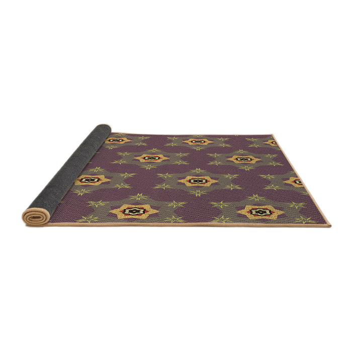 Thickness of Patterned Dark Almond Brown Rug, pat2521brn