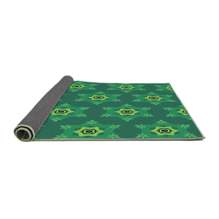 Thickness of Patterned Medium Teal Green Rug, pat2521grn
