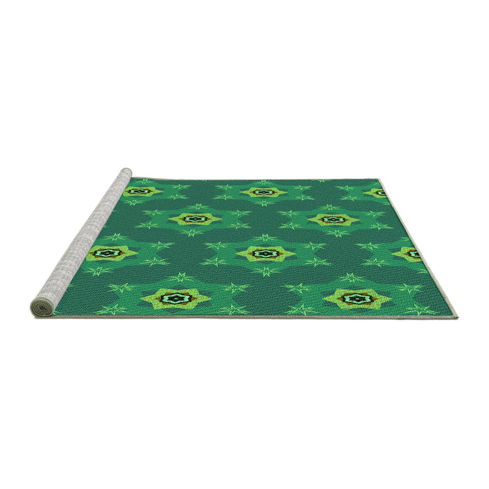 Sideview of Machine Washable Transitional Medium Teal Green Rug, wshpat2521grn