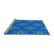 Sideview of Machine Washable Transitional Blue Rug, wshpat2521lblu