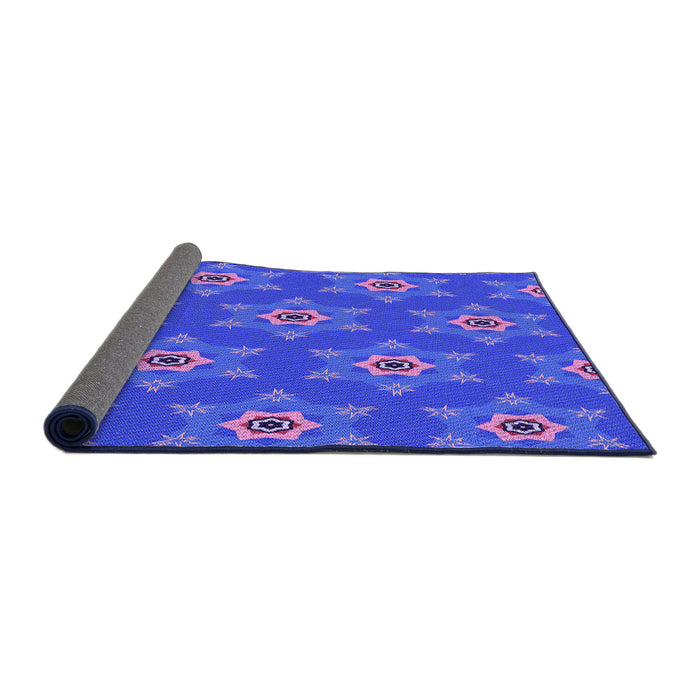 Thickness of Patterned Light Slate Blue Rug, pat2521pur