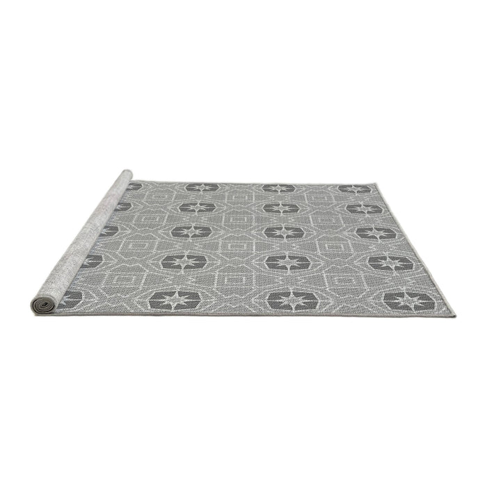 Sideview of Machine Washable Transitional Platinum Silver Gray Rug, wshpat2523gry