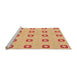 Sideview of Machine Washable Transitional Neon Orange Rug, wshpat2523org