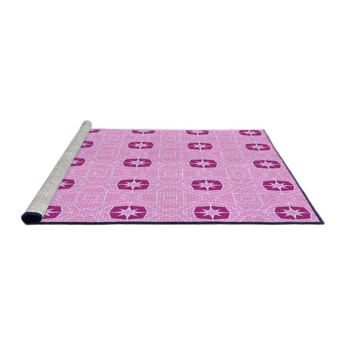 Sideview of Machine Washable Transitional Blossom Pink Rug, wshpat2523pur