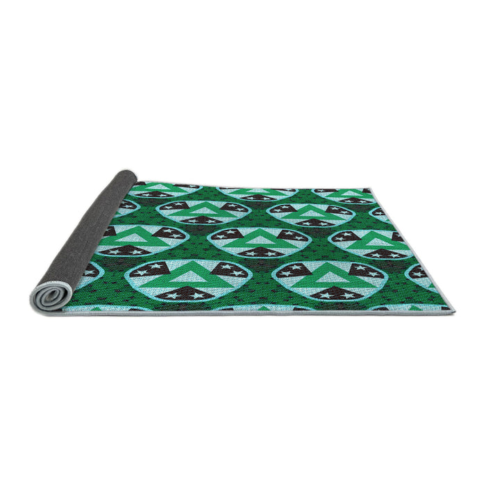 Thickness of Patterned Turquoise Green Rug, pat2524lblu