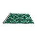 Sideview of Machine Washable Transitional Turquoise Green Rug, wshpat2524lblu