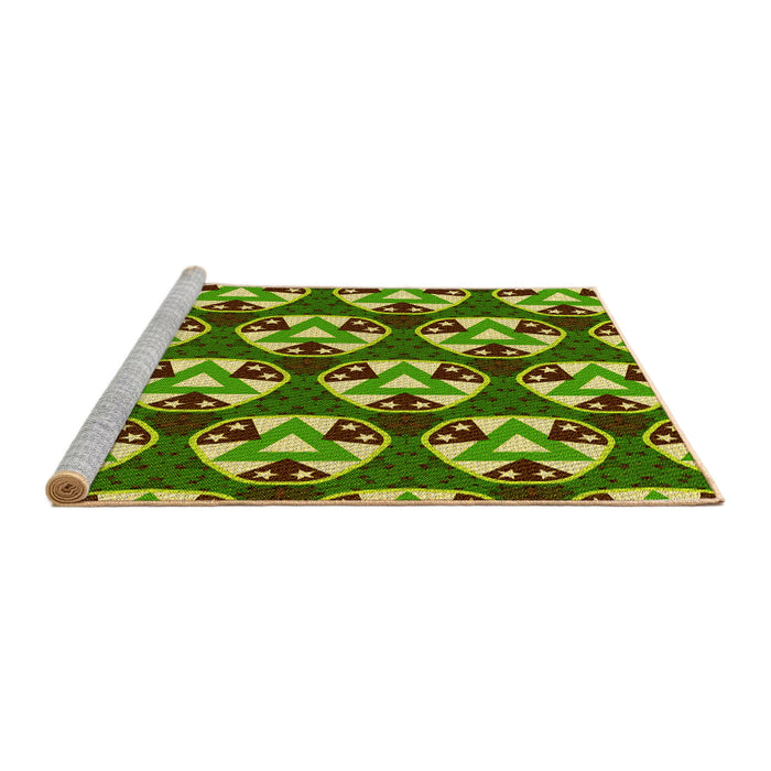 Sideview of Machine Washable Transitional Yellow Green Rug, wshpat2524yw