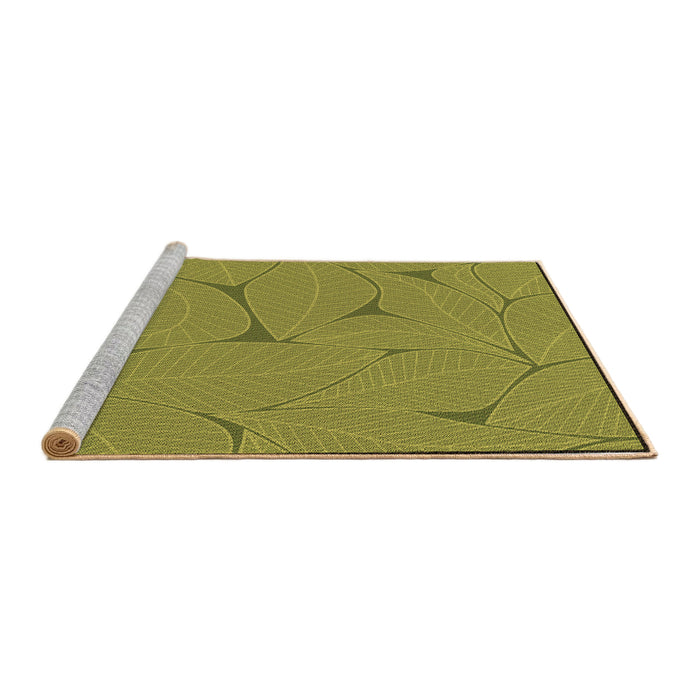 Sideview of Machine Washable Transitional Olive Green Rug, wshpat2525brn