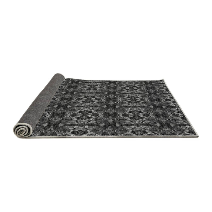 Thickness of Patterned Charcoal Black Rug, pat2526gry