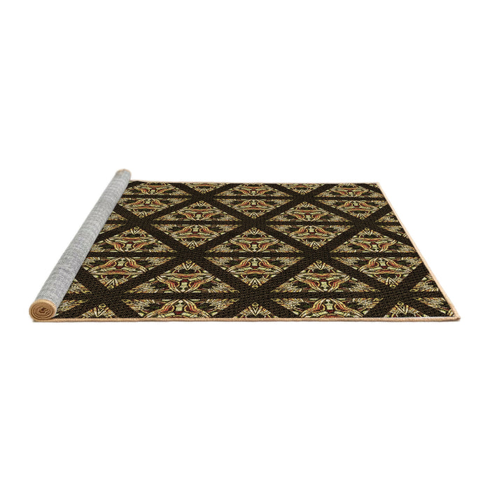 Sideview of Machine Washable Transitional Black Brown Rug, wshpat2527brn