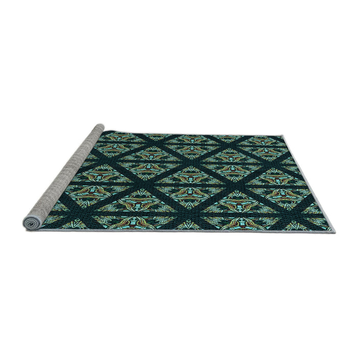 Sideview of Machine Washable Transitional Mint Green Rug, wshpat2527lblu