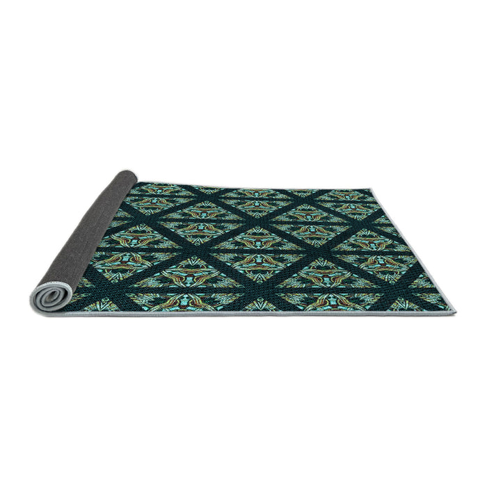 Thickness of Patterned Mint Green Rug, pat2527lblu