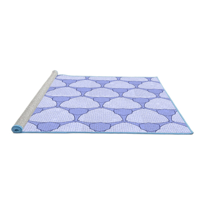 Sideview of Machine Washable Transitional Lavender Blue Rug, wshpat2528blu