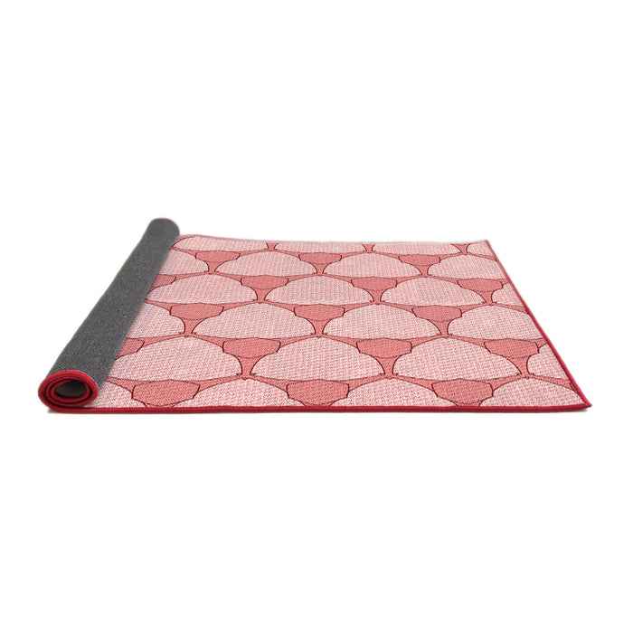 Thickness of Patterned Light Red Pink Rug, pat2528rd