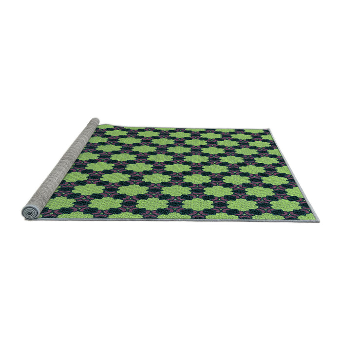 Sideview of Machine Washable Transitional Green Rug, wshpat2529lblu