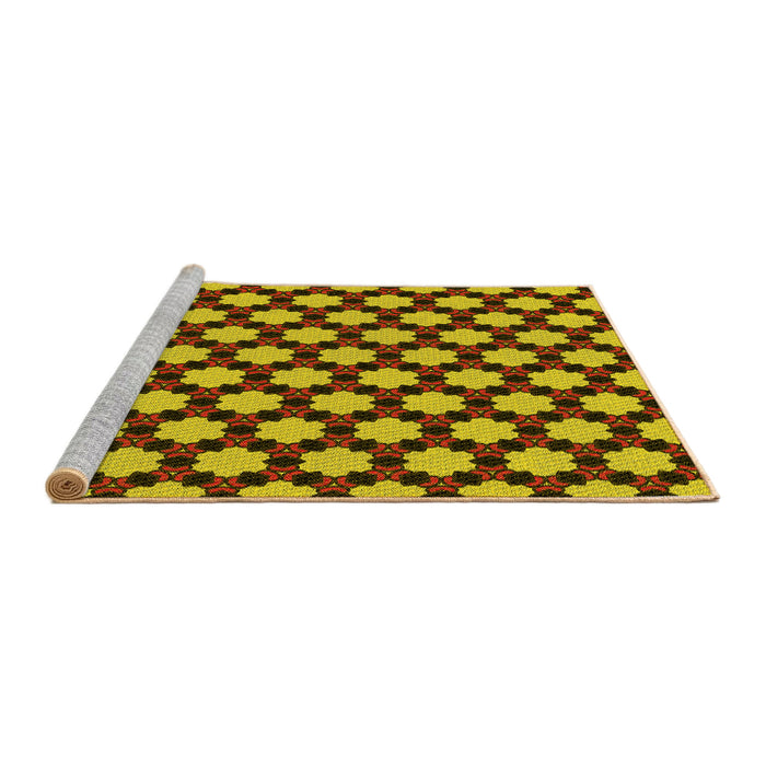 Sideview of Machine Washable Transitional Deep Yellow Rug, wshpat2529yw