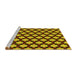 Sideview of Machine Washable Transitional Deep Yellow Rug, wshpat2529yw