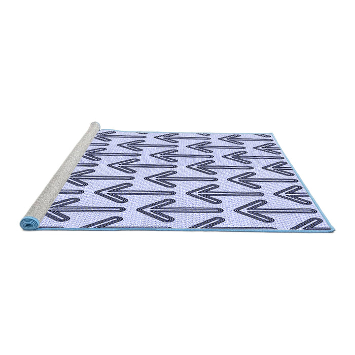 Sideview of Machine Washable Transitional Lavender Blue Rug, wshpat253blu