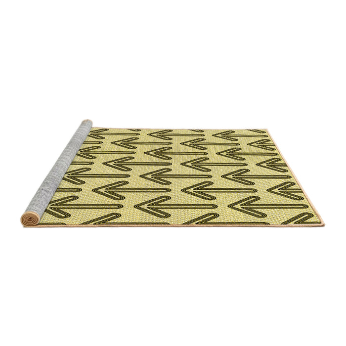 Sideview of Machine Washable Transitional Mustard Yellow Rug, wshpat253yw