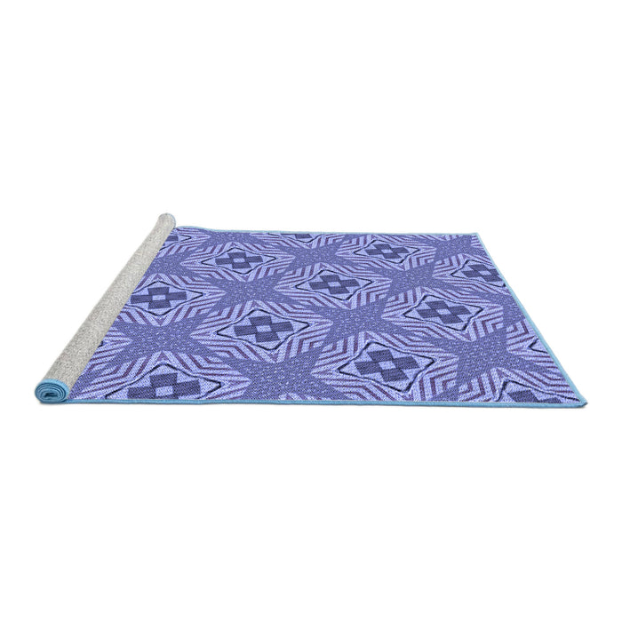 Sideview of Machine Washable Transitional Slate Blue Rug, wshpat2530blu