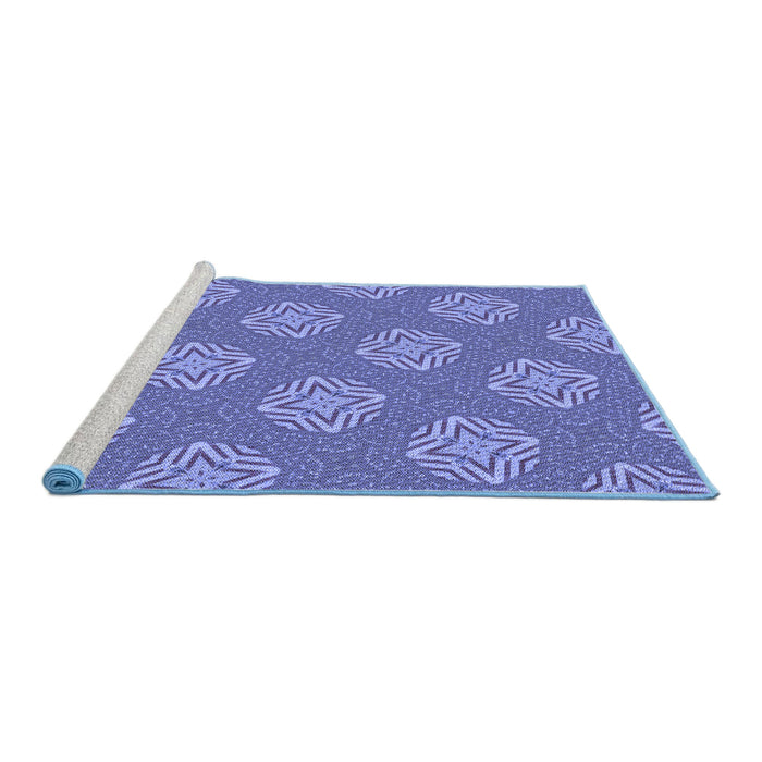 Sideview of Machine Washable Transitional Sky Blue Rug, wshpat2531blu