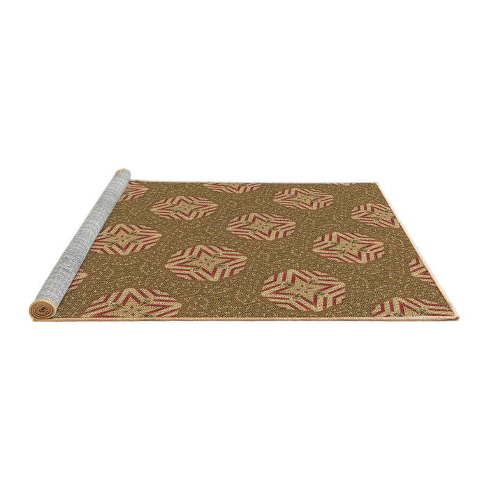 Sideview of Machine Washable Transitional Mahogany Brown Rug, wshpat2531brn