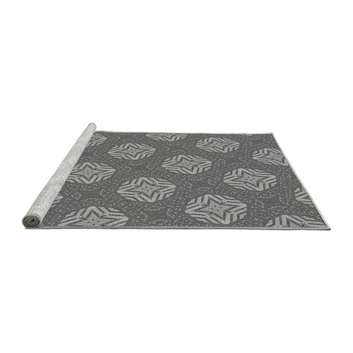Sideview of Machine Washable Transitional Grey Gray Rug, wshpat2531gry