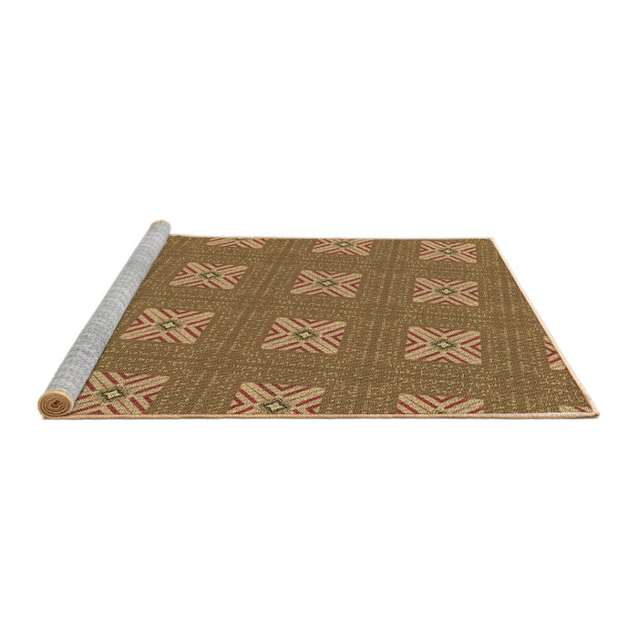 Sideview of Machine Washable Transitional Saddle Brown Rug, wshpat2533brn