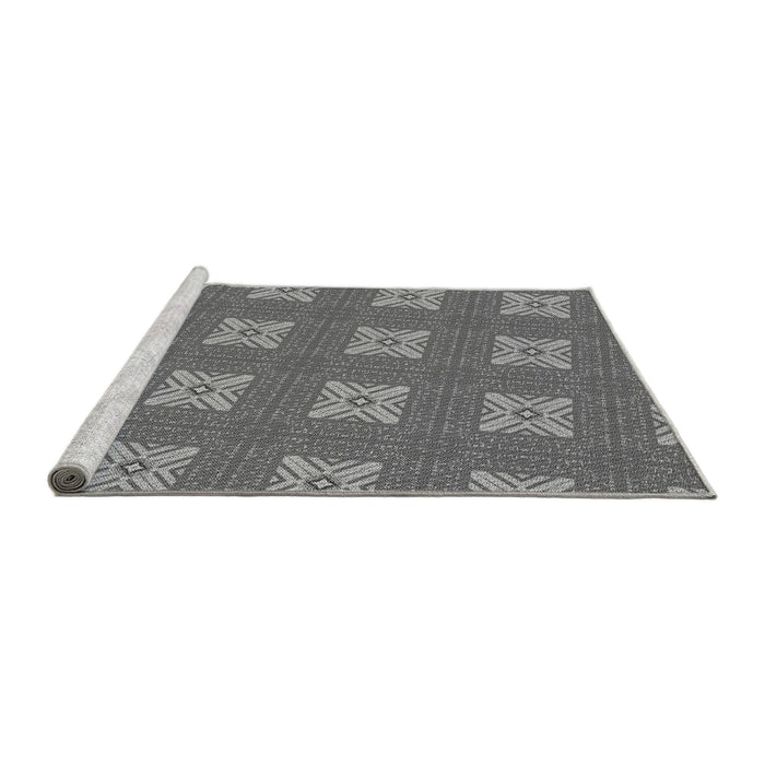 Sideview of Machine Washable Transitional Grey Gray Rug, wshpat2533gry