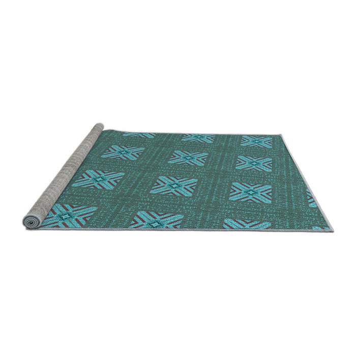 Sideview of Machine Washable Transitional Dark Turquoise Green Rug, wshpat2533lblu