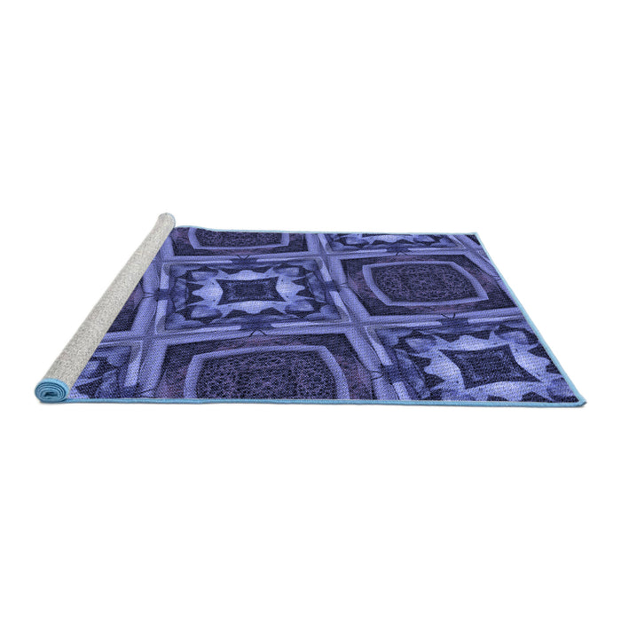 Sideview of Machine Washable Transitional Light Slate Blue Rug, wshpat2534blu