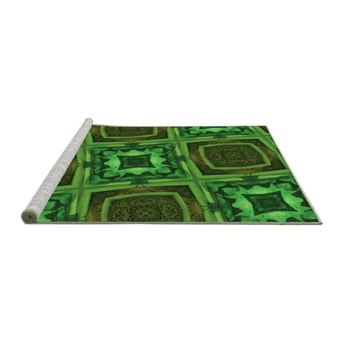 Sideview of Machine Washable Transitional Dark Forest Green Rug, wshpat2534grn