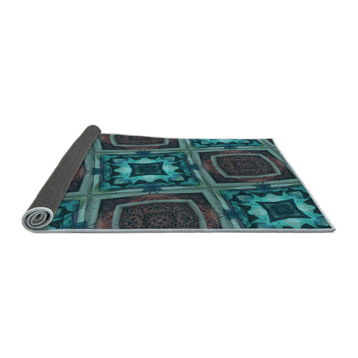 Thickness of Patterned Dark Slate Grey Green Rug, pat2534lblu