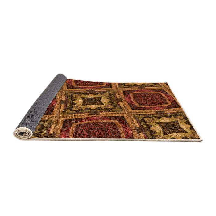 Thickness of Patterned Saffron Red Rug, pat2534org