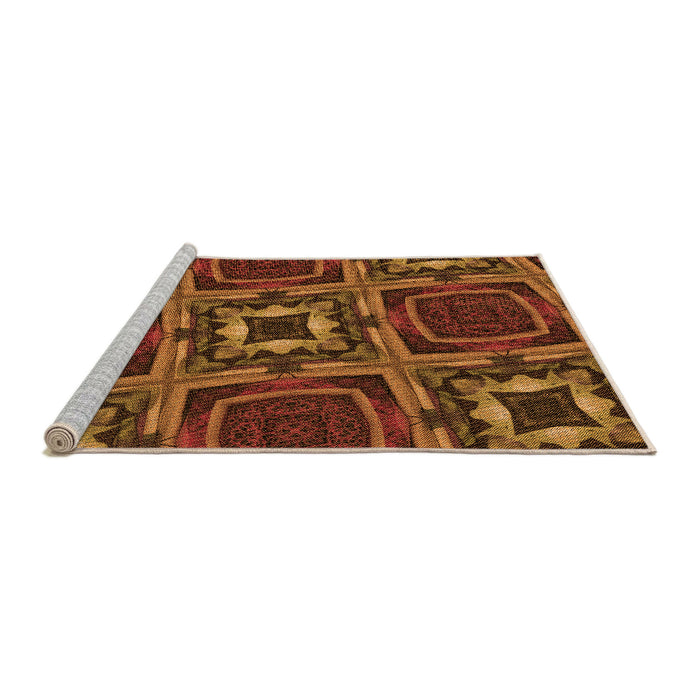 Sideview of Machine Washable Transitional Saffron Red Rug, wshpat2534org