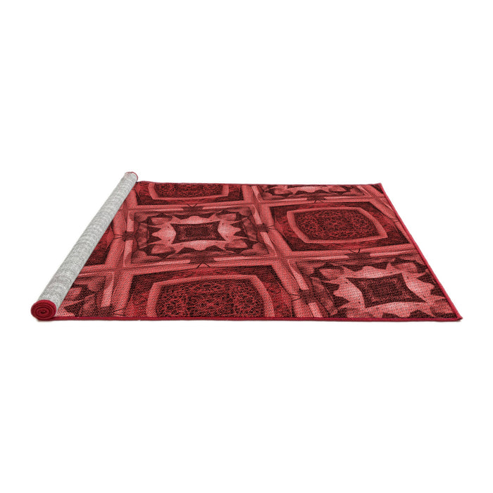 Sideview of Machine Washable Transitional Cranberry Red Rug, wshpat2534rd