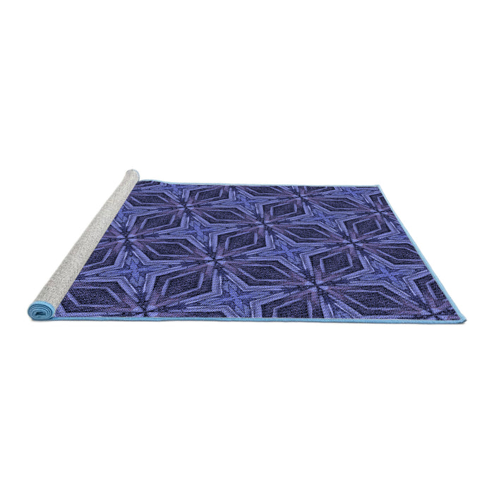 Sideview of Machine Washable Transitional Blue Rug, wshpat2536blu