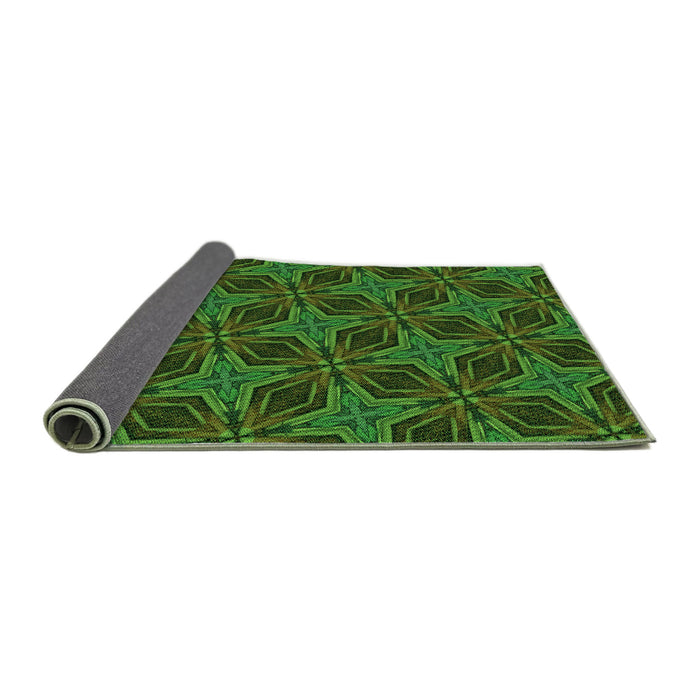 Thickness of Patterned Dark Lime Green Rug, pat2536grn