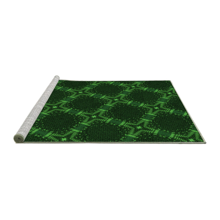 Sideview of Machine Washable Transitional Green Rug, wshpat2538grn