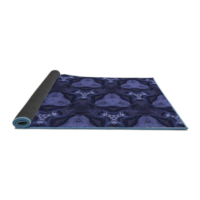 Thickness of Patterned Royal Blue Rug, pat2539blu