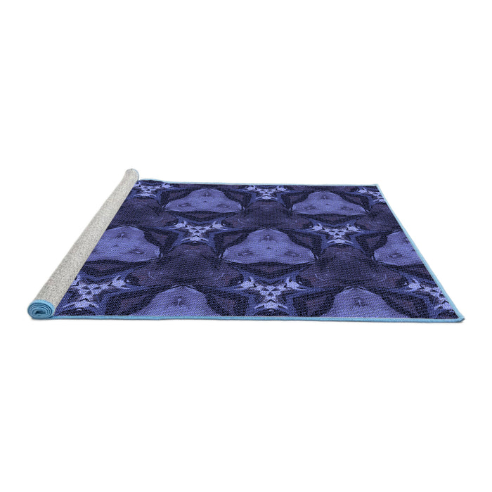 Sideview of Machine Washable Transitional Royal Blue Rug, wshpat2539blu