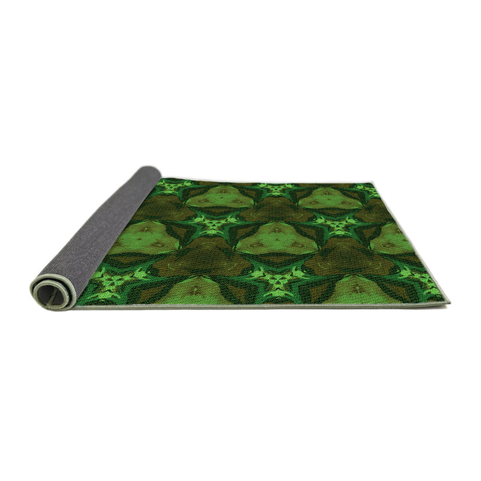 Thickness of Patterned Dark Lime Green Rug, pat2539grn