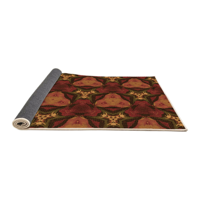 Thickness of Patterned Mahogany Brown Rug, pat2539org