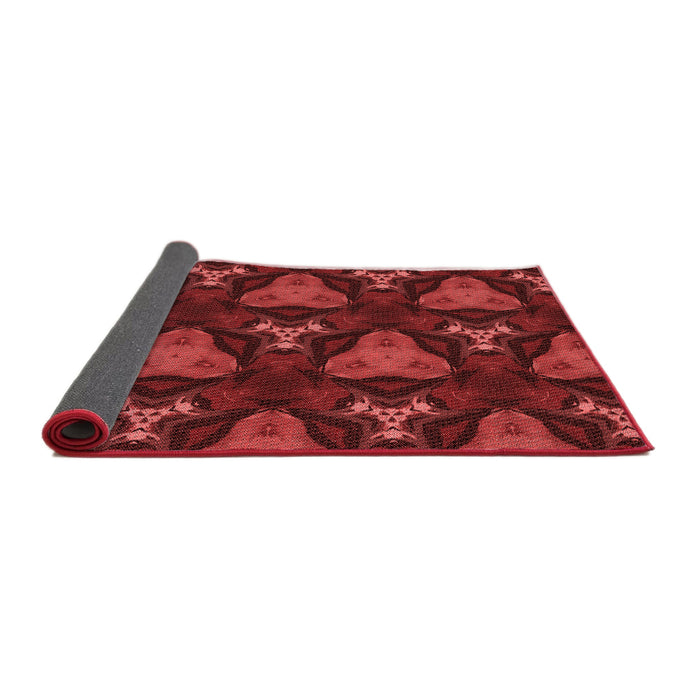 Thickness of Patterned Cranberry Red Rug, pat2539rd