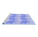 Sideview of Machine Washable Transitional Light Slate Blue Rug, wshpat254blu