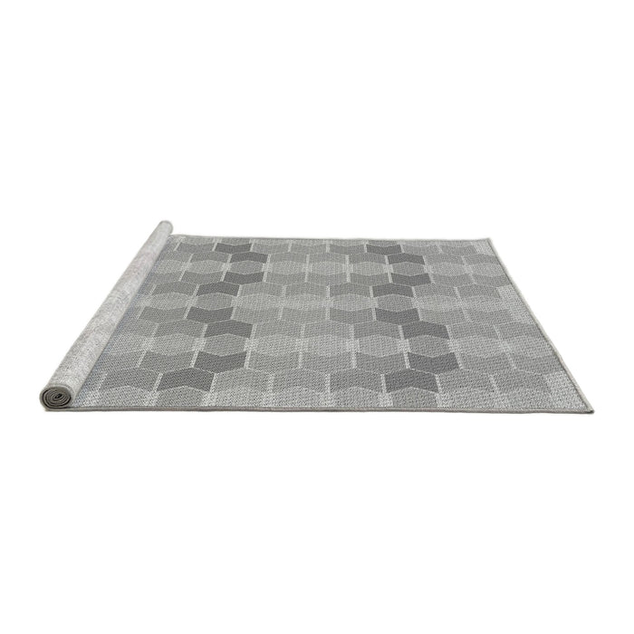 Sideview of Machine Washable Transitional Silver Gray Rug, wshpat254gry